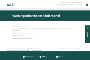 Diese Fehlermeldung bekamen Unternehmer und Selbstständige angezeigt, die am Montag die Soforthilfe des Bundes bei der Sächsischen Aufbaubank beantragen wollten. Screenshot: L-IZ.de