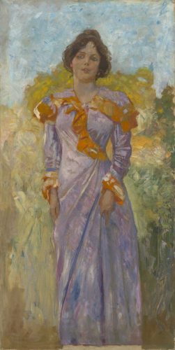 Max Klinger: Bildnis Elsa Asenijeff in Gartenlandschaft, um 1903, Öl auf Leinwand. Foto: MdbK