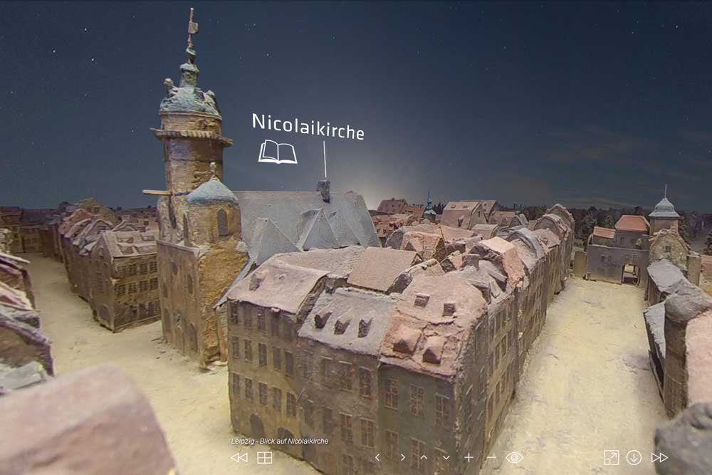 Bach-Ort Nikolaikirche im virtuellen Bachrundgang. Foto: Screenshot www.jsbach.de/Bach-Archiv Leipzig