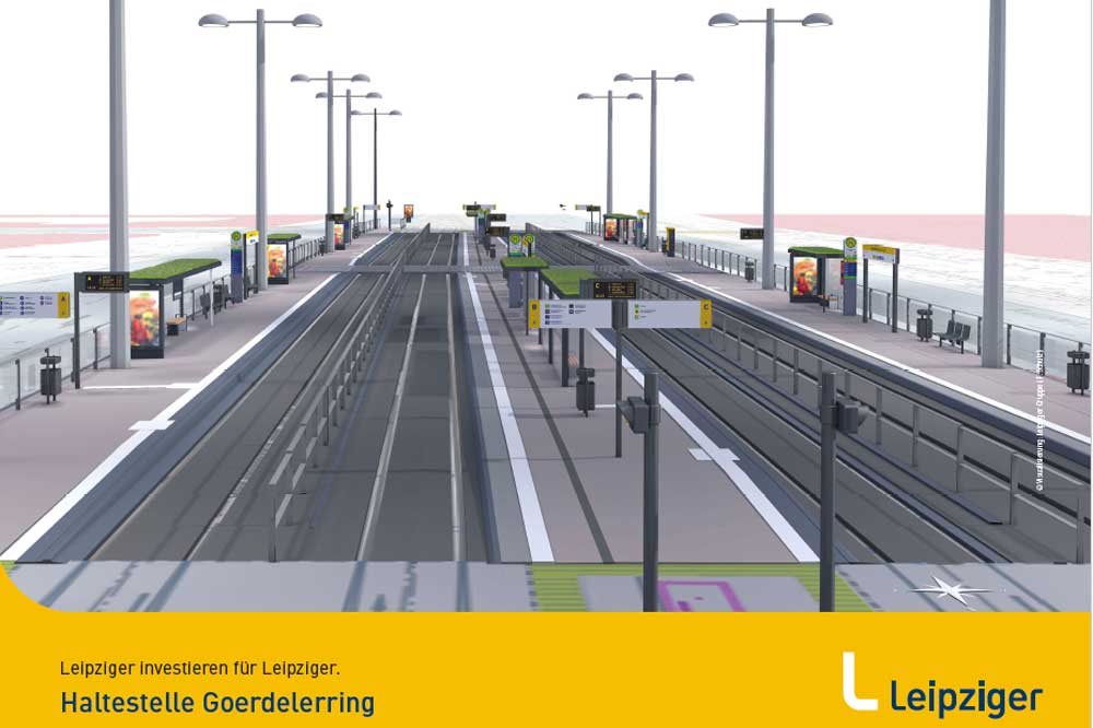 Die neue Haltestelle Goerdelerring. Visualisierung: LVB