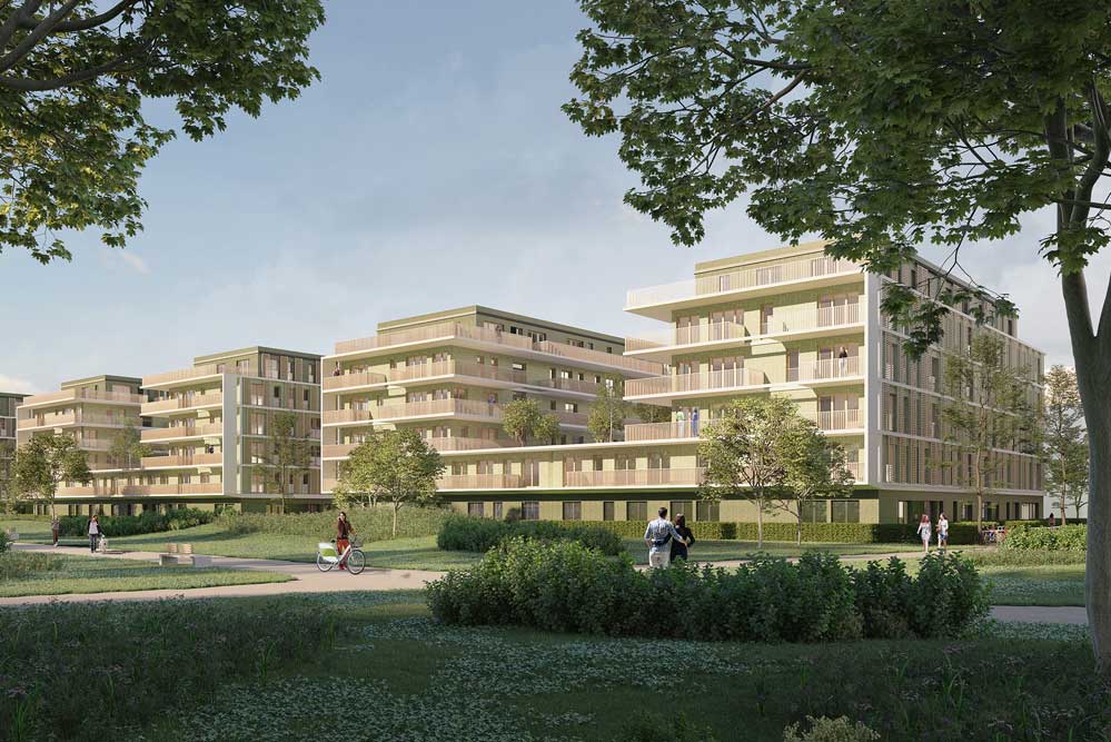 Visualisierung der geplanten Bebauung an der Kohlenstraße. Visualisierung: Stadtbau Wohnprojeke GmbH