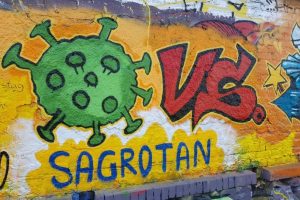 Das alles bestimmende Thema der letzten Wochen - als Graffiti in Leipzig verewigt. Foto: Marko Hofmann