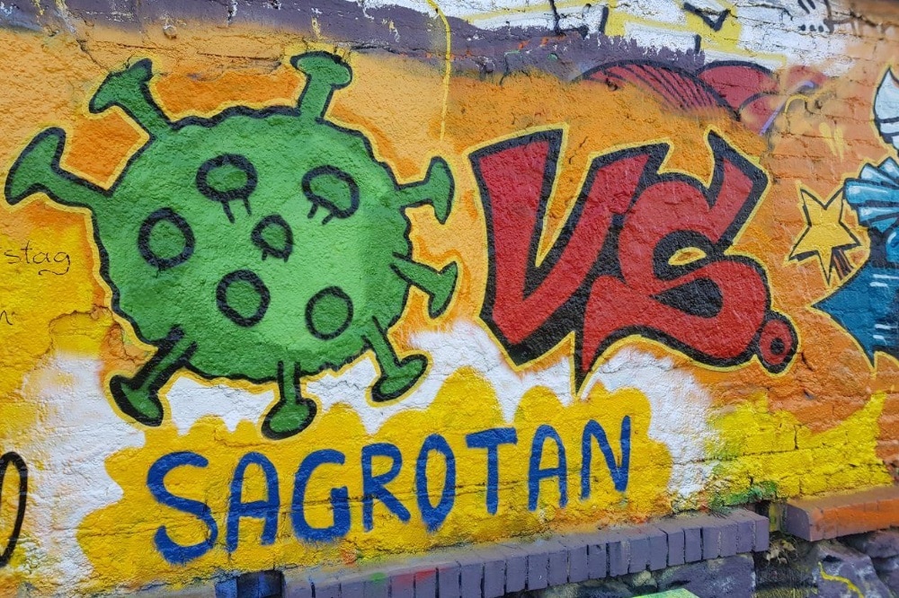 Das alles bestimmende Thema der letzten Wochen - als Graffiti in Leipzig verewigt. Foto: Marko Hofmann