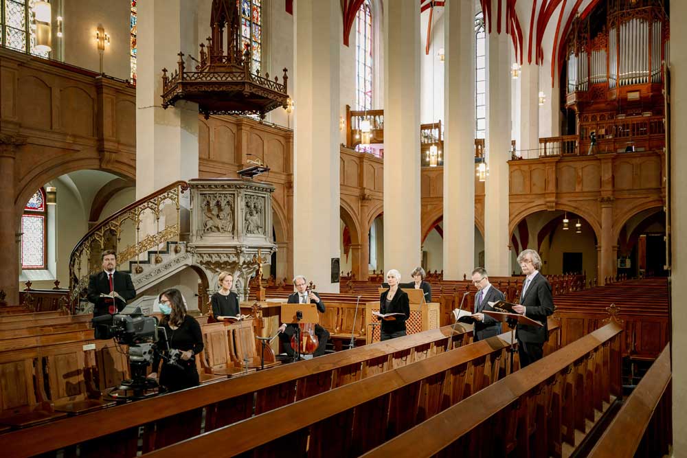 Die „Johannes-Passion“ am Karfreitag in der Thomaskirche. Foto: MDR/Stephan Flad