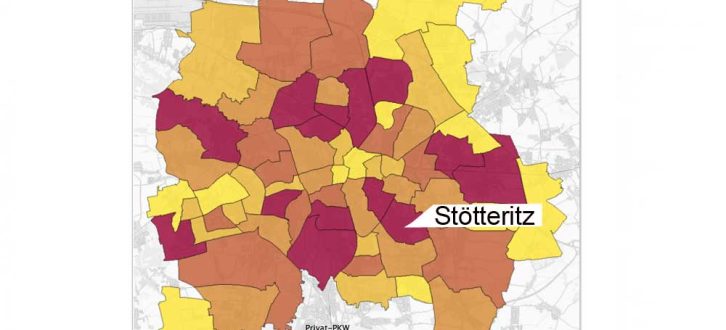 Der Leipziger Kraftfahrzeugbestand nach Ortsteilen. Grafiik: Stadt Leipzig