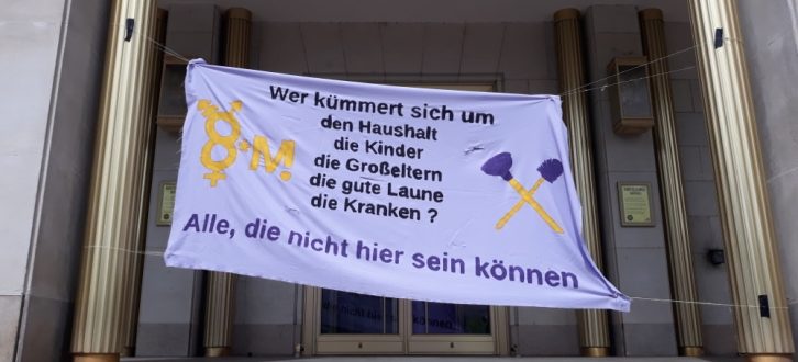 Transparent zur Kundgebung auf dem Augustusplatz am 1. Mai 2020. Foto: René Loch