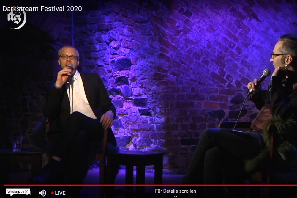 David Gray und "Kruppe" bei der gemeinsamen Moderation in der Moritzbastei. Screen Livestream
