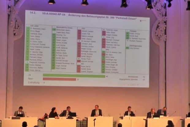 Abstimmungsergebnis zum Antrag der Linksfraktion zur Parkstadt Dösen. Screenshot: L-IZ