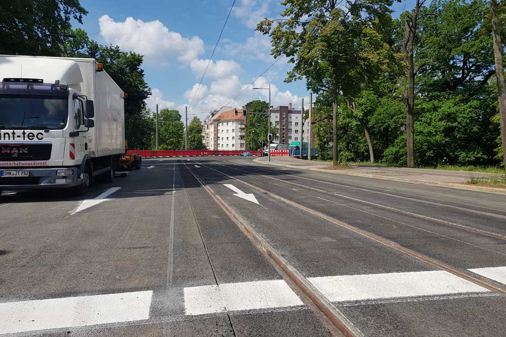 Letzte Arbeiten auf der Plagwitzer Brücke. Foto: Marko Hofmann