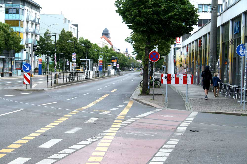 Die aktuelle Lösung am Connewitzer Kreuz. Foto: Ralf Julke