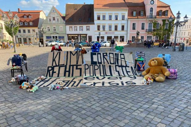 Die Installation auf dem Wurzener Marktplatz. Foto: FFF Wurzen