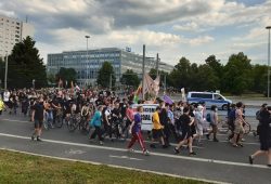 Der Protst wure aus Leipzig und Chemnitz unterstützt. Foto: Luise Mosig