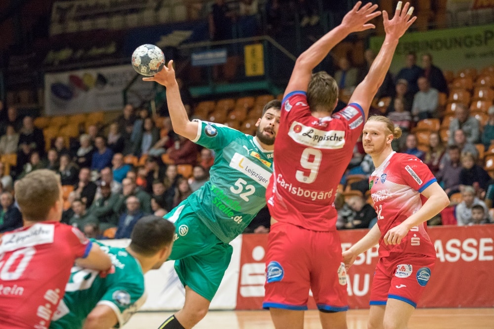 Jonas Hönicke bei einem Testspiel mit der Bundesligamannschaft des SC DHfK Leipzig. Foto: Karsten Mann
