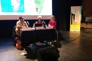 Podiumsdiskussion von &bdquo;Leipzig Postkolonial&ldquo; am 19.12.2019 im Ost-Passage Theater mit Esther Muinjangue and Sima Luipert. Foto: Birgit Scheps-Bretschneider