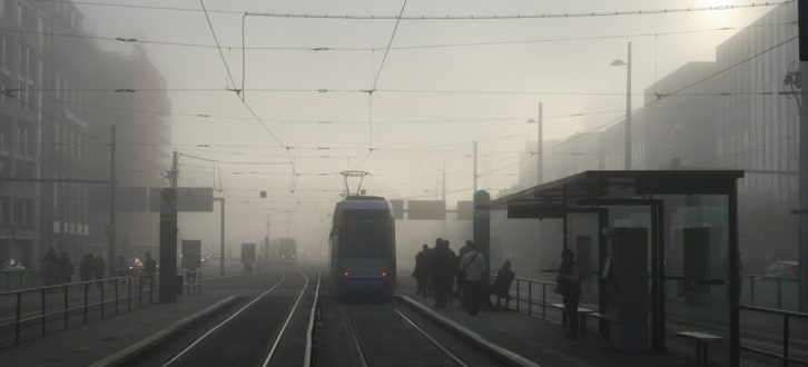 Im Nebel: Leipziger Straßenbahn. Foto: Ralf Julke