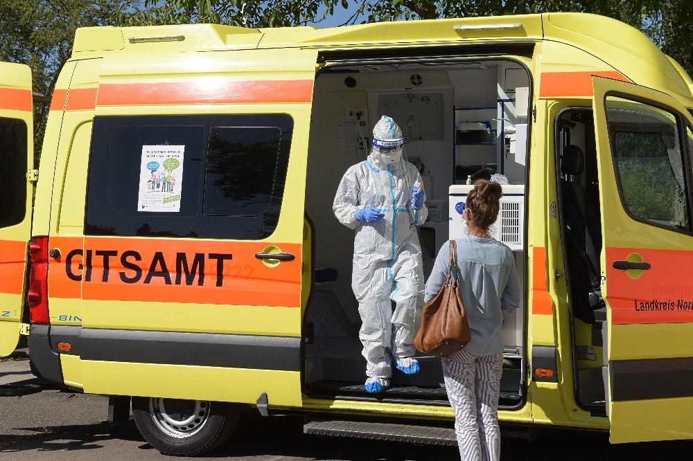 Das Gesundheitsmobil des Landkreises Nordsachsen im Einsatz. Foto: Landratsamt/Bley