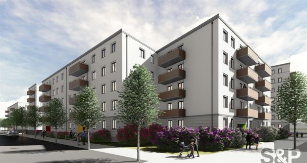 Die neuen LWB-Wohneinheiten in der Saalfelder Straße. Visualisierung: S&P Sahlmann – Ingenieure und Architekten Leipzig