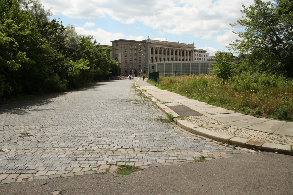 Gerade rechts und links der Markthallenstraße sind dichte Gehölze herangewachsen. Foto: Ralf Julke