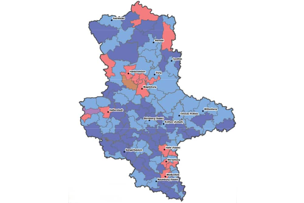 Sachsen-Anhalt: Nur ganz wenige stabile Regionen. Grafik: IfL