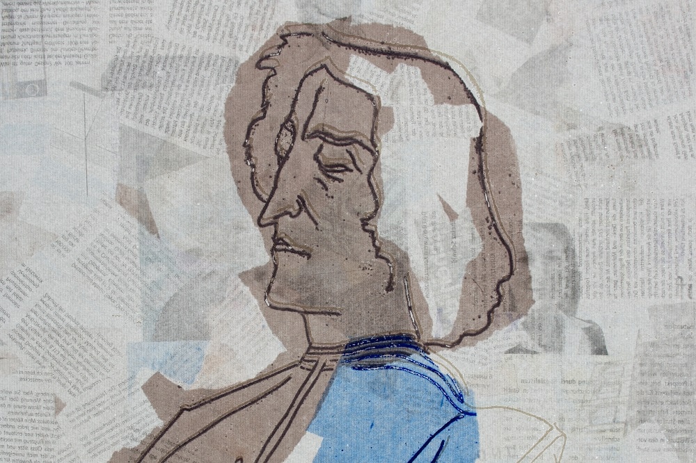 Druckgrafik „Giuliano de Medici“ nach Botticelli, Eisenradierung, 2010, 46,5 x 36,5 cm. Quelle: Kirchenbezik Leipzig