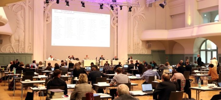 Stadtratssitzungen 2020 durch Corona im Interim Kongresshalle. Foto: L-IZ.de