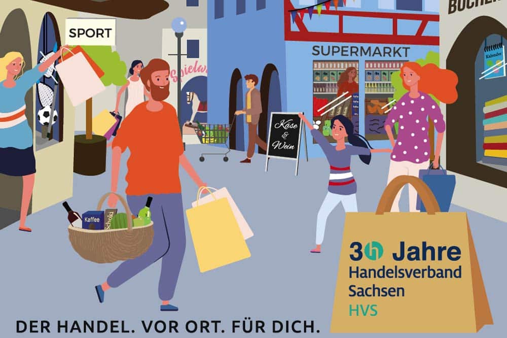 Ausschnitt aus dem Kampagnenmotiv: Der Handel. Das Gesicht Deiner Stadt. Grafik: Handelsverband Sachsen