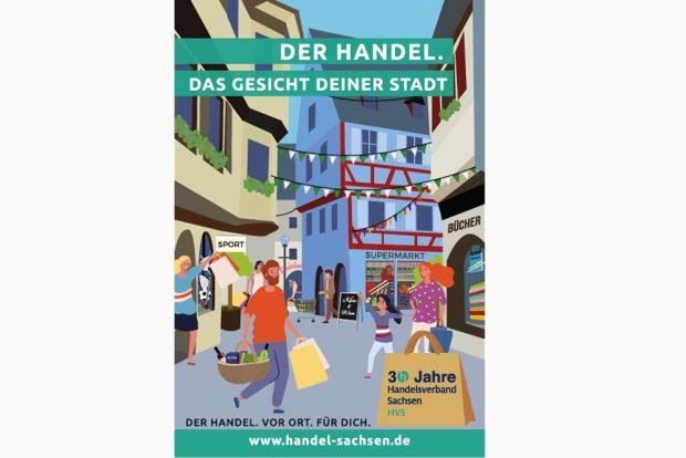 Das komplette Kampagnenmotiv: Der Handel. Das Gesicht Deiner Stadt. Grafik: Handelsverband Sachsen