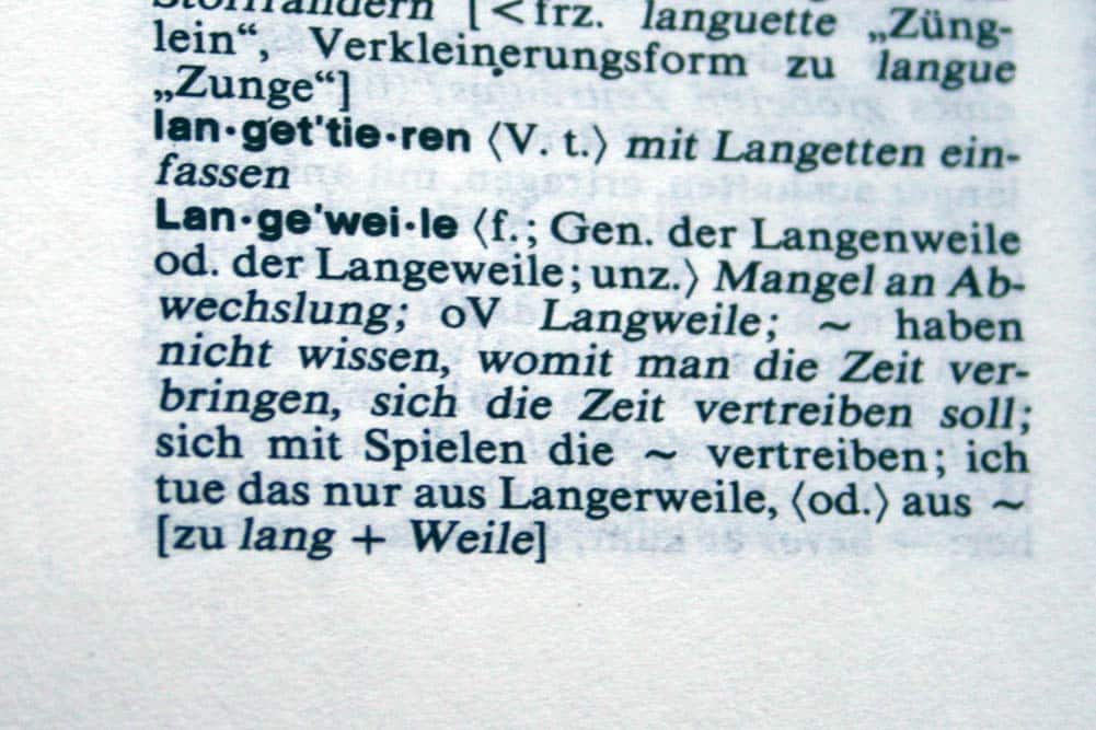 Langeweile im Wahrig. Foto: Ralf Julke