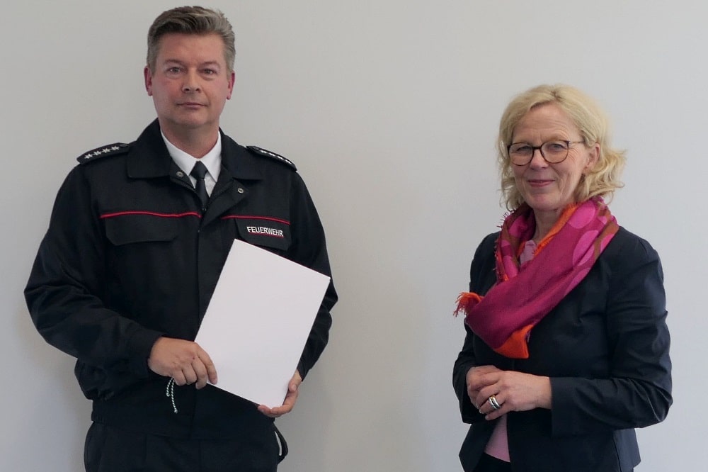 Dirk Hartmann, Bezirksbrandmeister Freistaat Sachsen und Regina Kraushaar, Präsidentin Landesdirektion Sachsen © Ingolf Ulrich