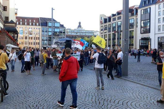 In Leipzig sonst ein Randphänomen: rund 300 "Querdenker" im September wollen am 7. November 20.000 aus ganz Deutschland werden. Foto: L-IZ.de
