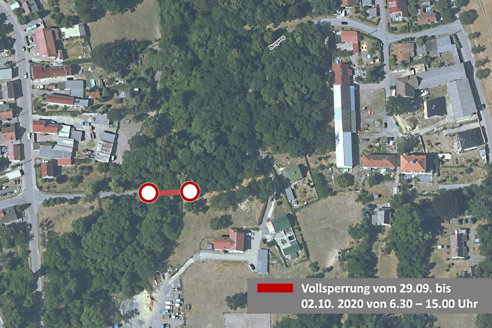 Vollsperrung Bergweg Gestewitz. Quelle: Stadtverwaltung Borna