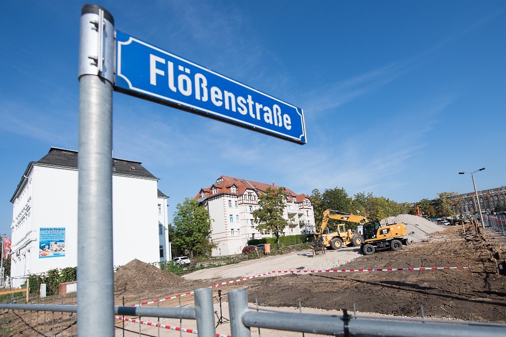 An der Flößenstraße in Leipzig entstehen bis Ende 2022 insgesamt 159 mietpreisgebundene Wohnungen. © Wohnpark Flößenstraße OHG / Anika Dollmeyer