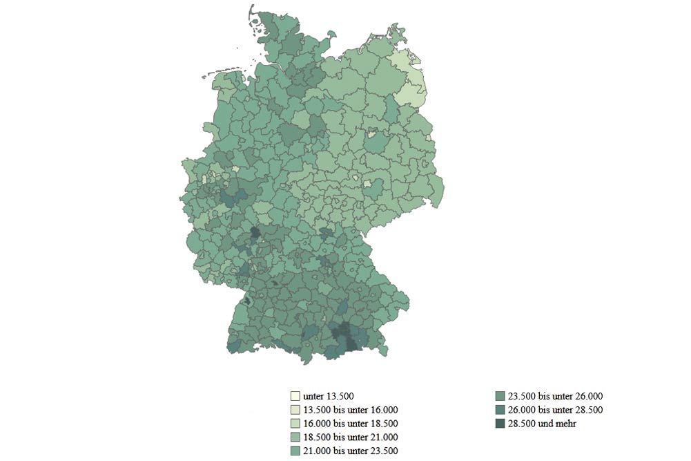Verfügbares Einkommen der Haushalte im Jahr 2017. Grafik: Berlin-Institut