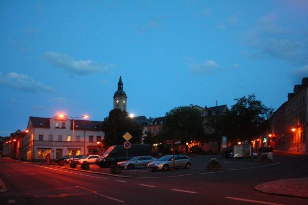 Der Altmarkt der Stadt Lichtenstein, in der knapp 12.000 Menschen leben. © Lucas Friese