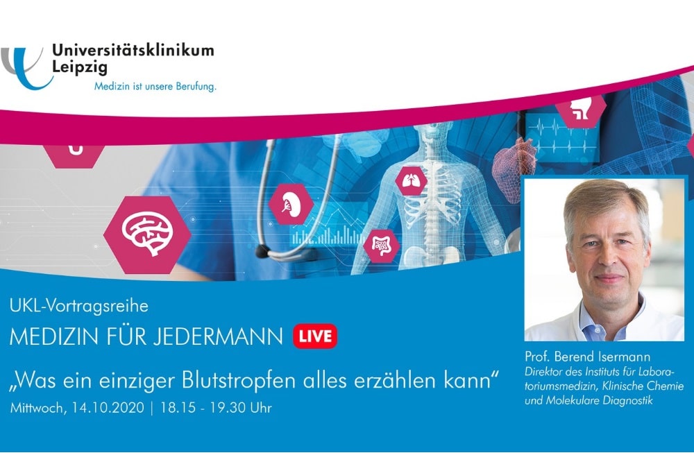 Am 14. Oktober live im Internet: Prof. Berend Isermann mit der Antwort auf die Frage, was ein Bluttropfen alles verraten kann. Foto: UKL