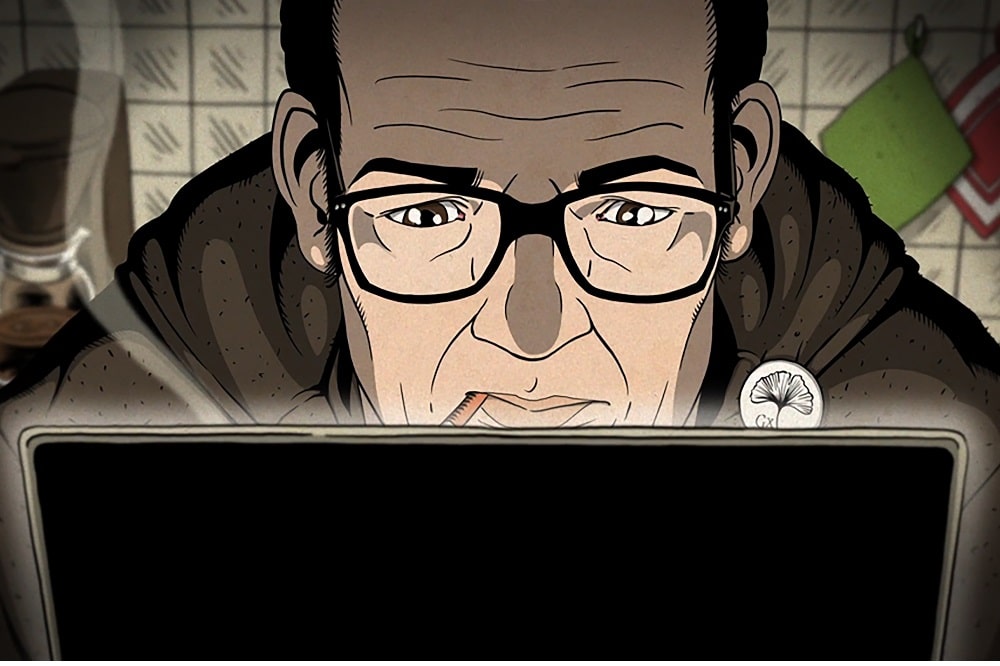 The Artist himself. Schwarwel zeichnet Schwarwel. © Schwarwel/Glücklicher Montag