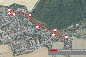 Vollsperrung Kreisstraße Thraena. Quelle: Stadtverwaltung Borna