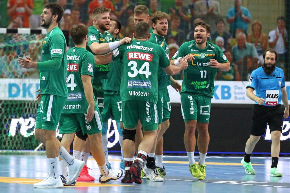 Erstes Spiel, erster Siegesjubel. Guter Start für die SC DHfK-Handballer in die neue Bundesliga-Saison. Foto: Jan Kaefer