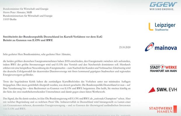 Ausschnitt aus dem Brief an Bundeswirtschaftsminister Peter Altmaier. Screenshot: L-IZ
