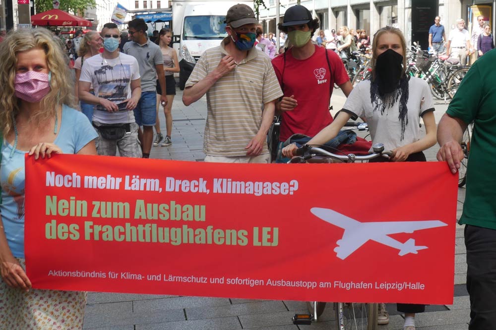 Auf der Demo gegen den Flughafenausbau am 24.Juli 2020 in Leipzig, gemeinsam mit Fridays4future Leipzig. Foto: privat