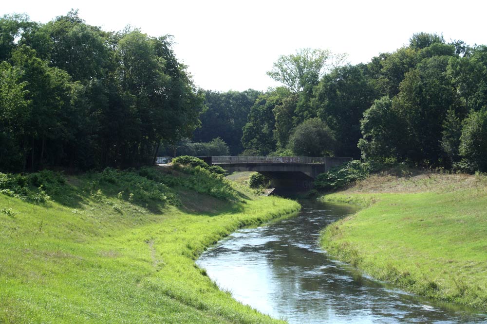 Die Nahle kurz vor der Brücke der Gustav-Esche-Straße. Foto: Ralf Julke