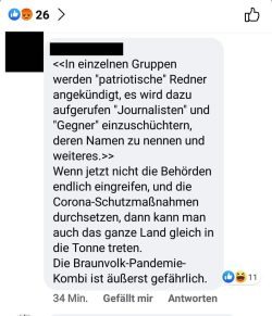 Wenig Verständnis für die Zurückhaltung gegenüber den "Querdenkern". Foto: Screenshot FB