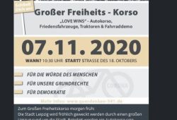 Irritierende Ähnlichkeiten mit dem 21.11.2020: Die Bewerbung des "Freiheitskorso" am 7.11.2020. Screen Telegram "Querdenken 341"