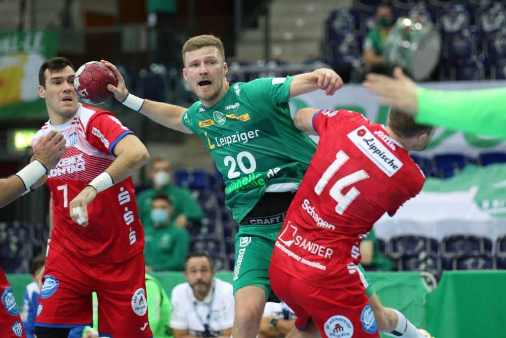 Nur ein Punkt für Philipp Weber und seinen SC DHfK im Geisterspiel gegen Lemgo. Foto: Jan Kaefer