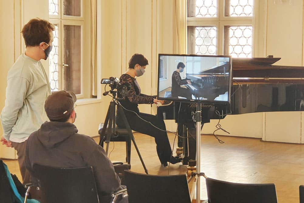 Aufzeichnung der digitalen Klangpause in der Alten Börse während der coronabedingten Museumsschließung. Foto: Stadtgeschichtliches Museum Leipzig