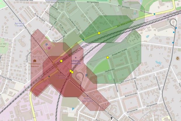 Mögliche Fußgängerpotenziale für eine östlich gelegene Fußgänger-/Radfahrerbrücke. Grafik: Per Kropp