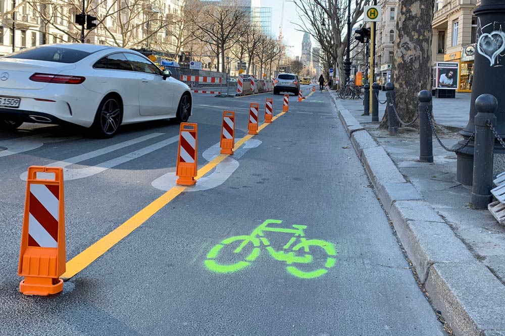 Pop-up-Radweg in Berlin. Foto: Ökolöwe