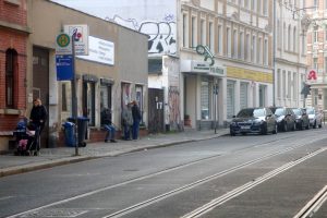 Georg-Schwarz-Straße kurz vor der Merseburger. Foto: Gernot Borriss