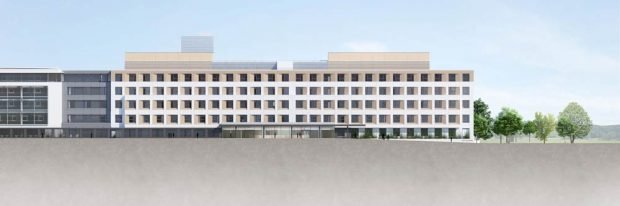 Eine Visualisierung des Neubaus. Grafik: WTR/Klinikum St. Georg