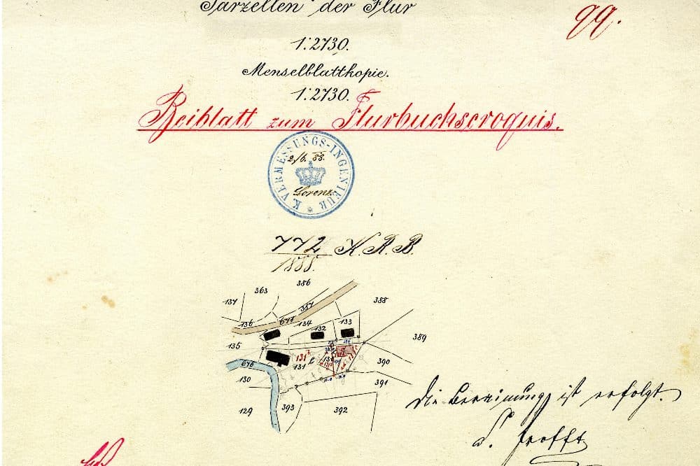 Beiblatt zum Nachweis einer Katastervermessung und Abmarkung in Neusalza-Spremberg von 1888 © Sächsisches Staatsarchiv